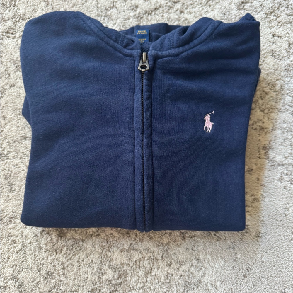 Polo by Ralph Lauren Navy Hoodie for girls. Size 8-10 - Picture 4 of 4